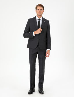 Antrasit Slim Fit _izgili Y_n Tak_m Elbise