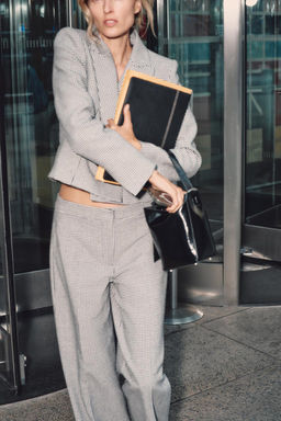 SHORT HOUNDSTOOTH BLAZER - Zara фото 2