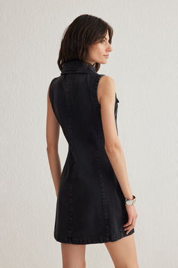 TRENDYOLMILLA Siyah Fermuar Detayl? Dik Yaka Mini Denim Elbise TWOSS25EL00148 фото 5