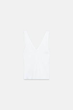 TOP ESCOTE PICO RIB / Blanco - Zara фото 4