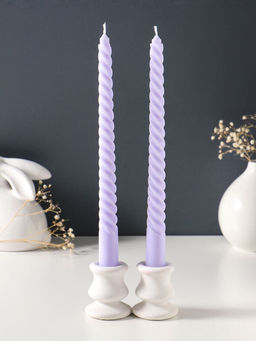 Цена за 2 шт. Свеча витая 25 см (набор 2 шт) 57 гр, 5 ч, цв. лаванда