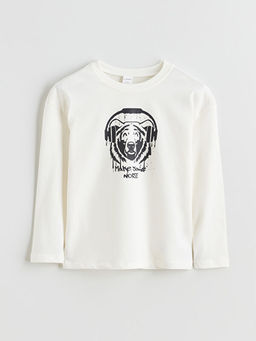 Bisiklet Yaka Bask?l? Erkek ?ocuk Ti??rt