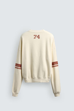 SUDADERA LAVADA ESTAMPADO CONTRASTE / Blanco roto - Zara фото 8