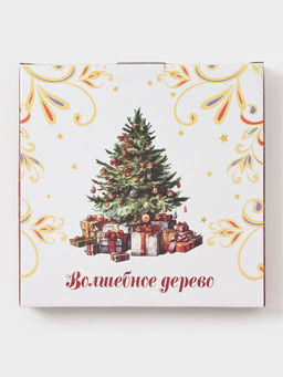 Тарелка новогодняя Доляна «Волшебное дерево», d=19.8 см, фарфор, белая