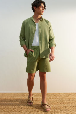 Haki Loose Fit Pamuklu Bagc?kl? Sort TMNSS23SR00056