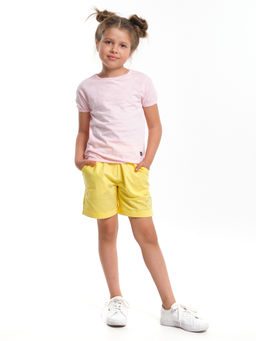 Комплект для девочки с шортами UD 6483/7936 розовый/желтый