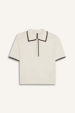 Fitted Polo Yaka K?sa Kollu Triko Tisort