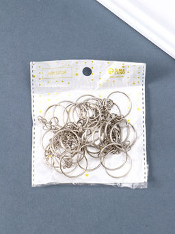 Основа для брелока кольцо металл с цепочкой серебро набор 50 шт 2,4х2,4 см