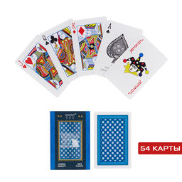 Карты игральные пластиковые «777», колода 54 шт., синий с белым