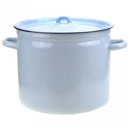 Белый рябчик Кастрюля эмалированная 9л, форма цилиндрическая, металлическая крышка, металлические ручки, без деколи (Россия)