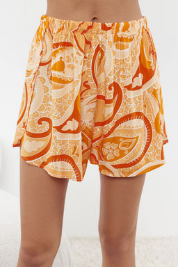 Trendyolmilla Cok Renkli Etnik Desenli Baglama/Fiyonk Detayl? Viskon Sortlu Dokuma Pijama Tak?m? THMSS23PT00165  фото 18