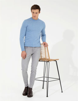 Mavi Melanj Slim Fit Yar_m Bal_k__ Yaka Basic Triko Kazak - Pierre cardin фото 4
