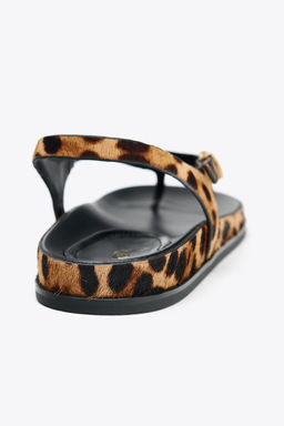 ANIMAL PRINT LEATHER AND SHEEPSKIN SANDALS - Zara фото 10