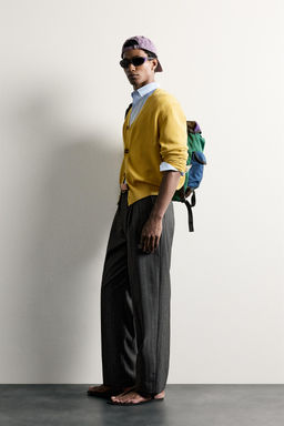 PANTAL?N RELAXED FIT PLIEGUES RAYAS / Gris - Zara фото 4