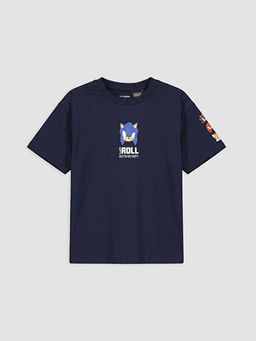 Bisiklet Yaka Sonic Bask?l? Erkek ?ocuk Ti??rt