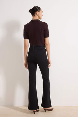 Siyah Yuksek Bel Flare Yumusak Ekstra Esneyen Orme Kot/Jeans TWOSS26JE00091 - Trendyolmilla фото 8