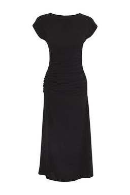 Kiremit Ay Kol Buzgu/Drape Detayl? Vucuda Oturan Esnek Maxi Orme Elbise TWOSS25EL00666 - Trendyolmilla фото 6