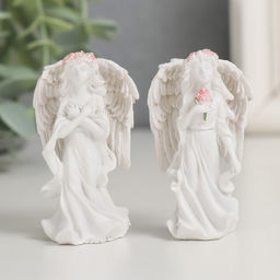 Фигурка полистоун «Ангел-девушка в розовом венке - благодарность», 3.8×6×3 см, МИКС