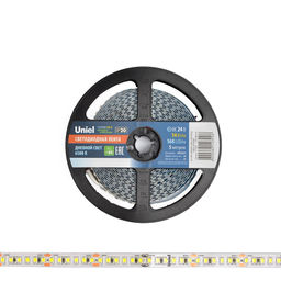 ULS-2835-168LED/m-10mm-IP20-DC24V-14W/m-5M-6500K Гибкая светодиодная лента на самоклеящейся основе. Катушка 5 м. в герметичной упаковке. Белый свет (6500K). ТМ Uniel.