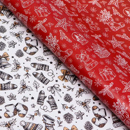 Цена за 10 шт. Бумага упаковочная новогодняя глянцевая, двусторонняя «Новогоднее настроение», 50×70 см