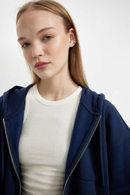 Толстовка Cool Standard Fit с капюшоном на молнии - Defacto фото 6