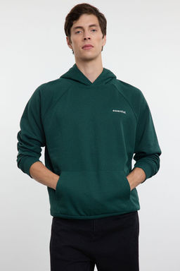 TRENDYOL MAN Bej Unisex Oversize/Genis Kesim Reglan Kol Sloganl? Kapusonlu Sweatshirt TMNAW25SW00156 - Trendyolmilla фото 2