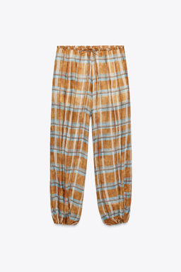 ZW COLLECTION RAMIE CHECK BALLOON TROUSERS - Zara фото 11