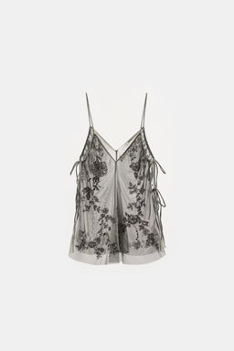 TOP BORDADOS LENTEJUELAS / Gris claro - Zara фото 8