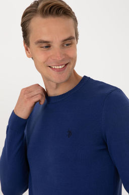 Erkek Slim Fit Bisiklet Yaka _ndigo Basic Kazak - U.s. polo assn фото 2