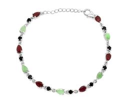 Браслет из серебра изумруд берилл, рубин корунд, сапфир корунд, Орхис