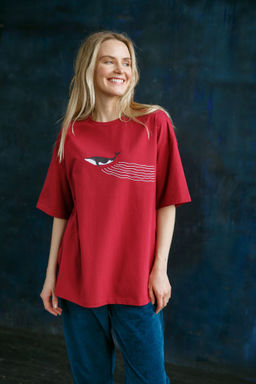 Футболка женская Whale Bordo - Captain's mate фото 3