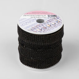 Стразы термоклеевые, d=2.3 мм, ширина - 15 мм, 4.5±0.5 м, чёрные