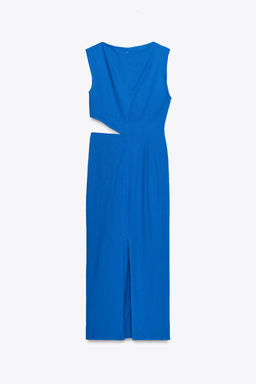 CUT-OUT MIDI DRESS WITH LINEN - Zara фото 6