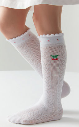 (Omsa) Gambaletto 32А01 (ажурные с рисунком на резинке и пикотами) (ЧЗ) bianco