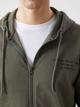 Kap??onlu Uzun Kollu Erkek Fermuarl? Sweatshirt