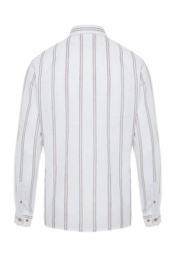 TRENDYOL MAN Beyaz Slim Fit Dugmeli Yaka Ince Cizgili Gomlek TMNSS20GO0092 - Trendyolmilla фото 24