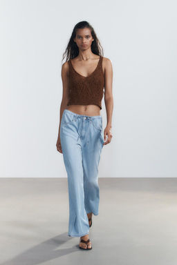 DRAWSTRING LOOSE-FITTING DENIM TROUSERS