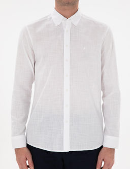 Beyaz Regular Fit D__meli Yaka Pamuklu G_mlek - Cacharel фото 6