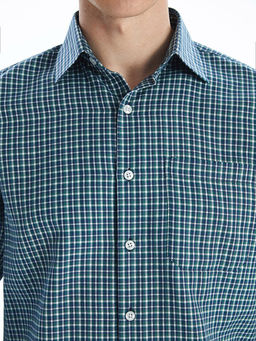 Regular Fit Uzun Kollu Ekose Gabardin Erkek G?mlek