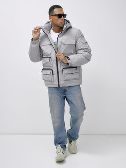 Куртка спортивная мужская зимняя с капюшоном светло-серого цвета 3222SS - Wonderrman фото 14
