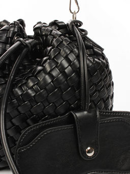 LACCOMA сумка СУ038-черный эко кожа хлопок  фото 3