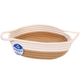 Корзинка плетёная интерьерная с ручками "ТРЕГОРИЯ", цвет бежевый/белый, 24*7см, (лейбл селфи)