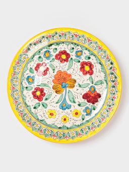 Ляган узбекский Риштанская Керамика «Турецкий узор», d=25 см, жёлтый