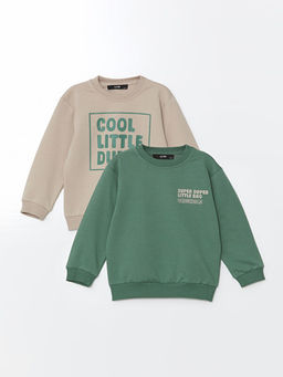 Bisiklet Yaka Erkek Bebek Sweatshirt 2li