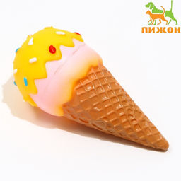 Игрушка пищащая Эскимо для собак, 14 см, жёлтая