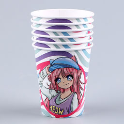 Посуда бумажная одноразовая «Аниме», 6 тарелок, 1 гирлянда, 6 стаканов, 6 колпаков