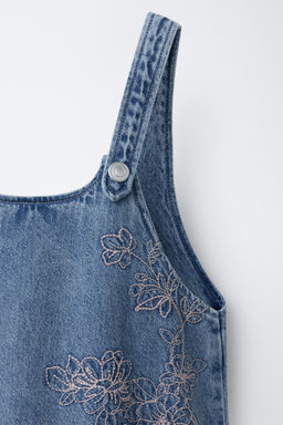 VESTIDO DENIM FLORES BORDADAS / Azul - Zara фото 5