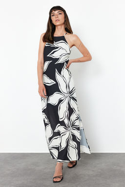 TRENDYOLMILLA Cok Renkli Batik Desenli Duz Kesim Kolsuz Maxi Astarl? Saten Dokuma Elbise TWOSS23EL02238 фото 10