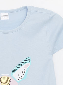 Bisiklet Yaka Bask?l? K?sa Kollu K?z ?ocuk Pijama Tak?m? - Waikiki фото 3