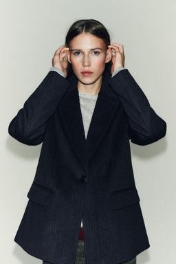 WOOL BLEND PINSTRIPE BLAZER